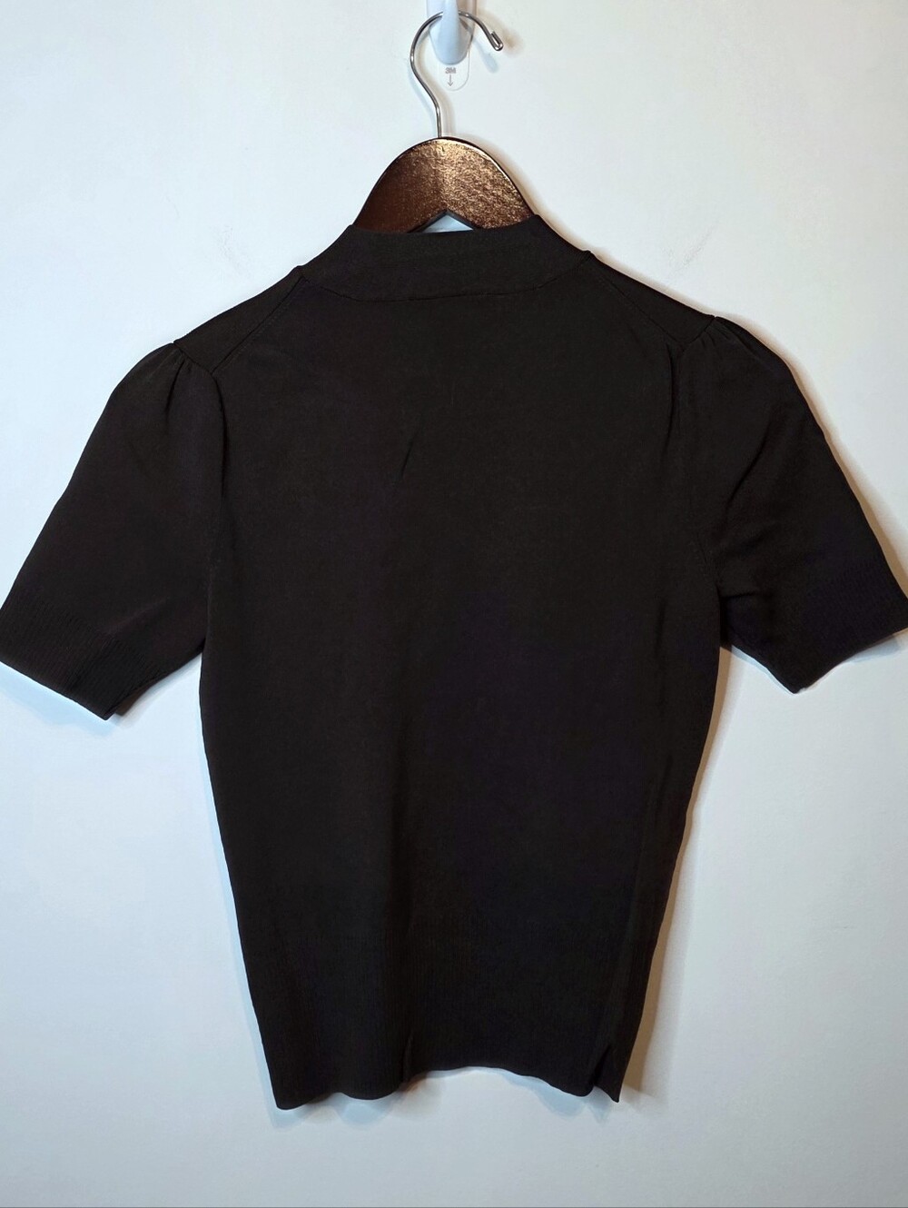 LOFT Brown Short Sleeve Mock Neck Tie Sweater Knit Top Size Small Dark Academia - Picture 8 of 9